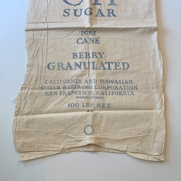 Vintage C and H Pure Cane Berry Granulated San Francisco CA 100 lb. Feed Sack - Picture 3 of 7